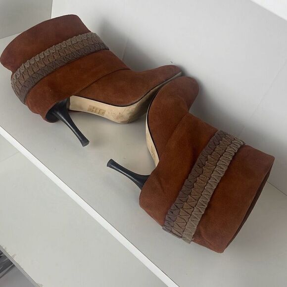 Tracy Reese Piper Brown Suede Ankle Boots 7.5 - Picture 9 of 13
